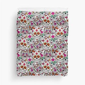 Sugar skull face pattern - floral Duvet Cover