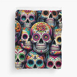 Graffiti Sugar Skull Print Pattern Duvet Cover