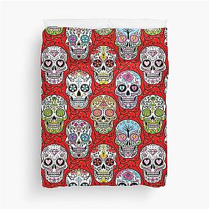 Sugar Skull Mexican Red Duvet Cover