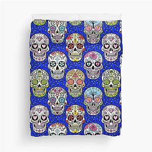 Sugar Skull Mexican Blue Duvet Cover