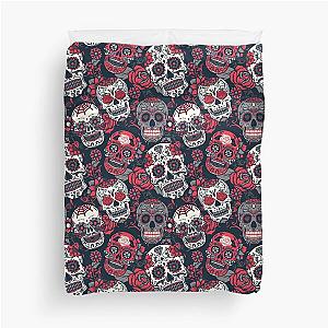 Sugar Skull Pattern Red Duvet Cover