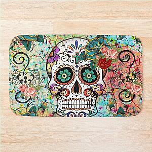 Mosaic Sugar Skull, Day Of The Dead Bath Mat