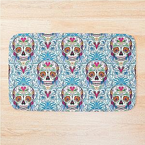 Sugar Skull Damask Bath Mat