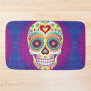 Psychedelic Sugar Skull Day of the Dead Art Bath Mat