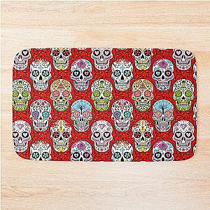 Sugar Skull Mexican Red Bath Mat