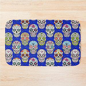 Sugar Skull Mexican Blue Bath Mat