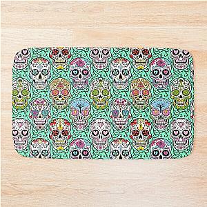 Sugar Skull Mexican Turquoise Bath Mat