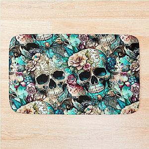 "Bloom Of The Dead" Sugar Skull Pattern Bath Mat