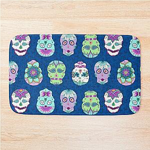 Blue Sugar Skulls Bath Mat