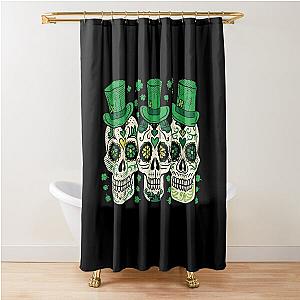 Irish Mexican Sugar Skull Leprechauns Saint Patricks Day Shower Curtain