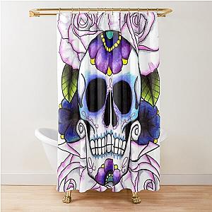 Blue and Purple Sugar Skulls Shower Curtain