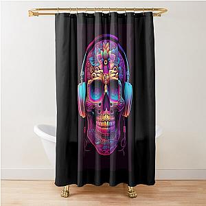 SynthwaveRetrowave Sugar Skull Shower Curtain