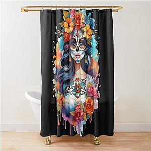 Beautiful sugar skull girl Shower Curtain