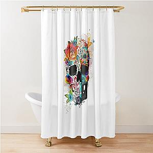 Flower Sugar Skull Light - Floral Garden Skull  Shower Curtain