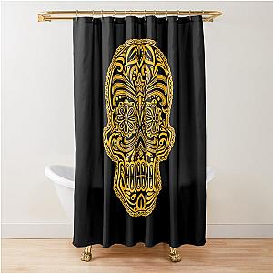 Intricate Yellow and Black Sugar Skull Shower Curtain