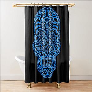 Intricate Blue and Black Sugar Skull Shower Curtain