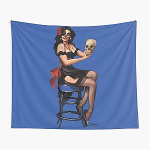 Sugar Skull Retro Pinup Tapestry