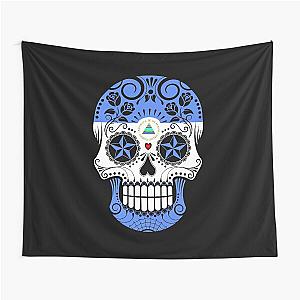 Sugar Skull with Roses and Flag of Nicaragua Tapestry