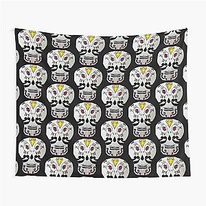 Black and White Sugar Skulls Tapestry