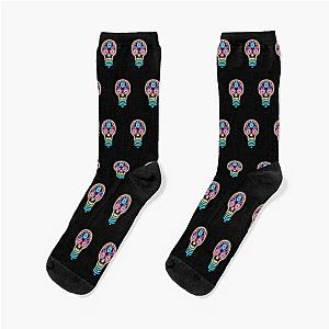 Neon sugar skull lightbulb Socks