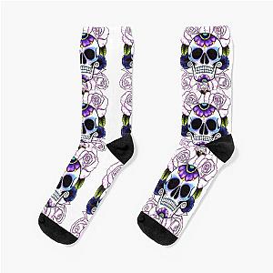 Blue and Purple Sugar Skulls Socks