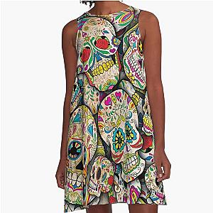 Sugar Skull Collage A-Line Dress