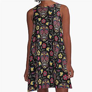 Day of the Dead Sugar Skull Dark A-Line Dress