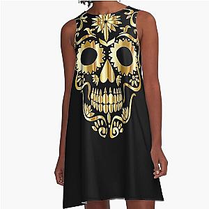 Sugar Skull Gold A-Line Dress