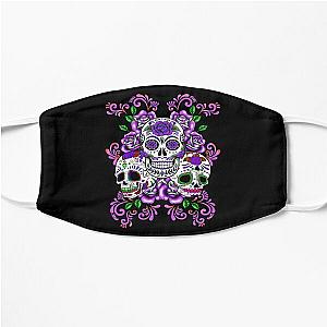 Triple Skull Purple Floral Day Of The Dead Sugar Skulls Flat Mask