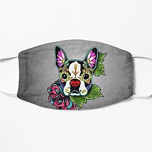 Boston Terrier in Black - Day of the Dead Sugar Skull Dog Flat Mask