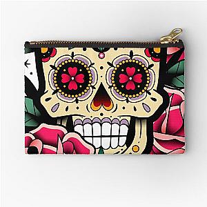 Sugar Skull With Roses Art Collection Zipper Pouch