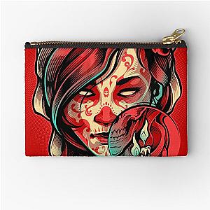 Sugar Skull Lady Zipper Pouch