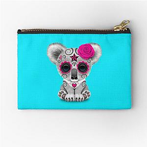 Pink Day of the Dead Sugar Skull Baby Koala Zipper Pouch