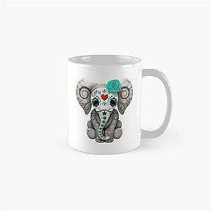 Teal Blue Day of the Dead Sugar Skull Baby Elephant Classic Mug