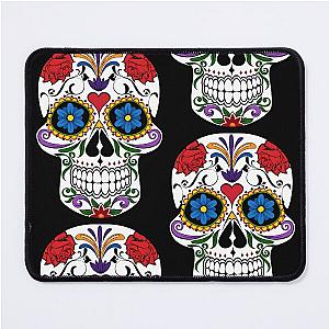 Floral Sugar Skull Art - Mexican Calavera - Dia De Los Muertos - Day of the Dead Floral Skull Mouse Pad