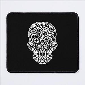 Intricate White and Black Sugar Skull Mouse Pad