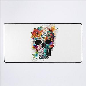 Flower Sugar Skull Light - Floral Garden Skull  Desk Mat