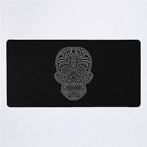 Intricate Gray and Black Sugar Skull Desk Mat