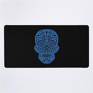 Intricate Blue and Black Sugar Skull Desk Mat