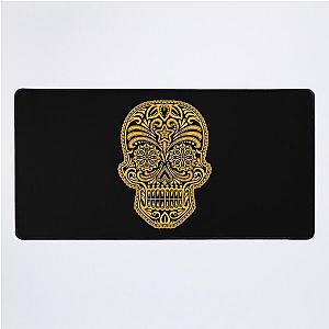 Intricate Yellow and Black Sugar Skull Desk Mat