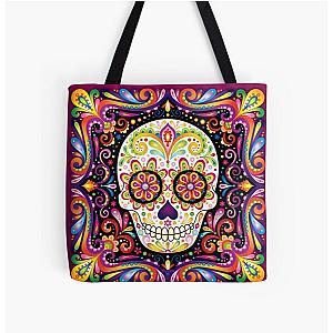 Psychedelic Sugar Skull - Colorful Art by Thaneeya McArdle All Over Print Tote Bag