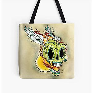 Flying Sugar Skull All Over Print Tote Bag