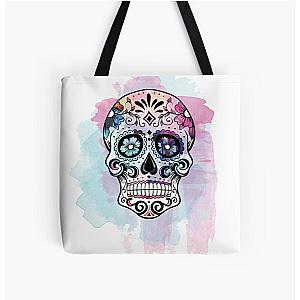 Watercolor Sugar skull All Over Print Tote Bag