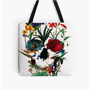 Flowers Skull Floral Skull Flower Sugar Skull All Over Print Tote Bag