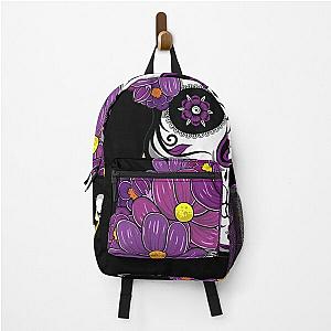 El Dia De Muertos Purple Sugar Skull Flowers Mexican Backpack