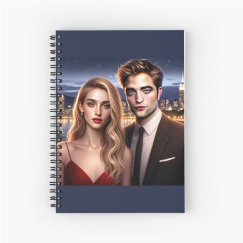 Design features a couple looking similar to Suki Waterhouse and Robert Pattinson Spiral Notebook