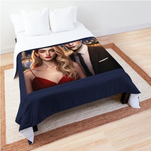 Design features a couple looking similar to Suki Waterhouse and Robert Pattinson Comforter