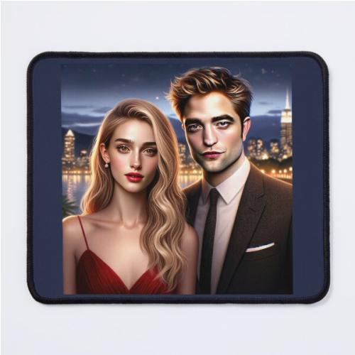 Design features a couple looking similar to Suki Waterhouse and Robert Pattinson Mouse Pad