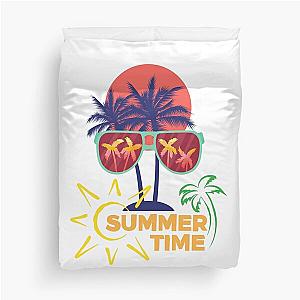 Black Colorful Summer Time Holiday T-Shirt Duvet Cover