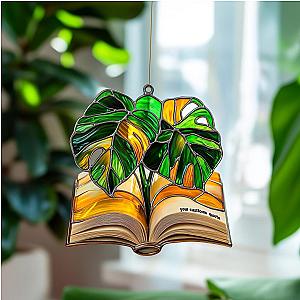 Monstera Leaves Bookish Acrylic Window Hanging